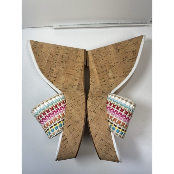 Veronica Beard Dali Raffia Wedge Sandals In Snow Multi Sz 11 - Picture 3 of 9